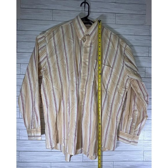 Alan Flusser XL Mens Button Down Striped Shirt Multicolored 100% Cotton - Picture 7 of 8